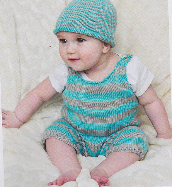 Little Stripes Baby Dungarees and Hat