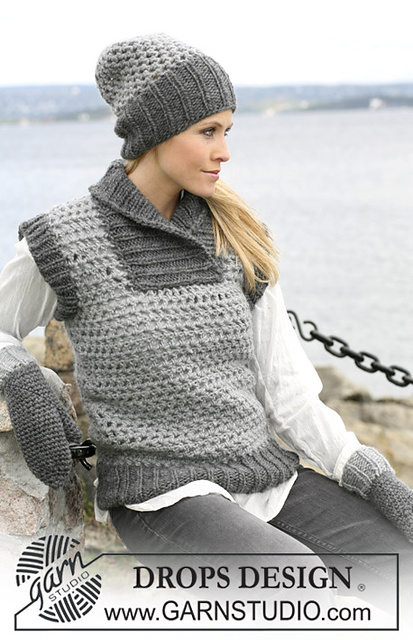 104-30 a - Crochet waist coat with knitted rib