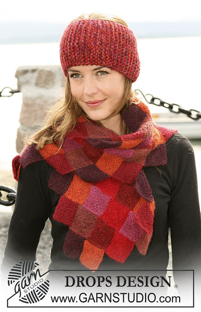 103-3 Domino knitted scarf and headband