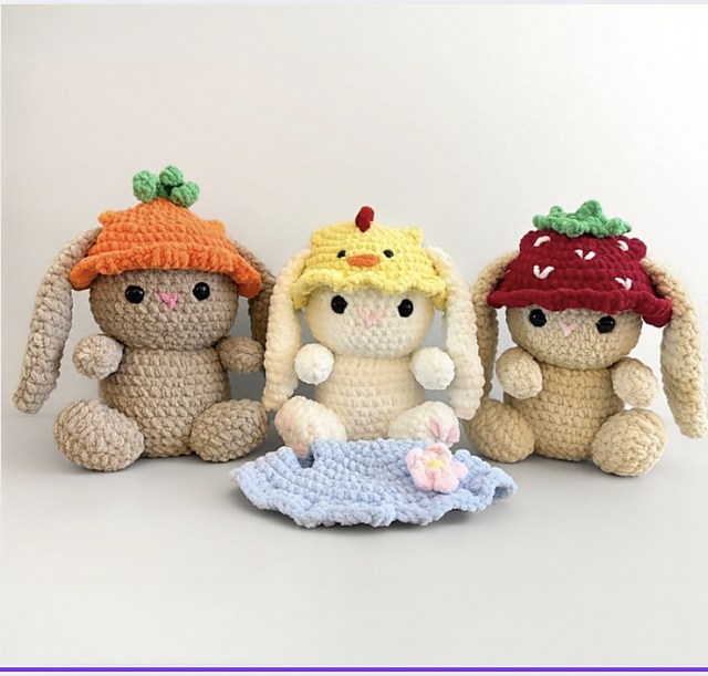Bunny with Four Removable Hats