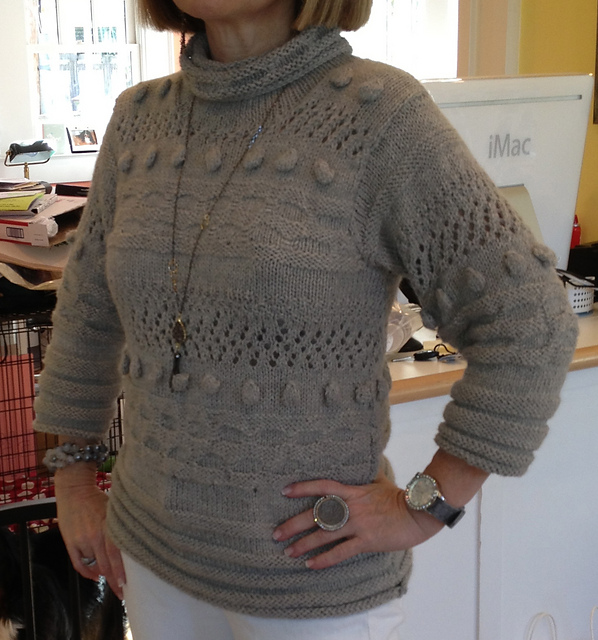 Sweater with Relief Stitch Borders