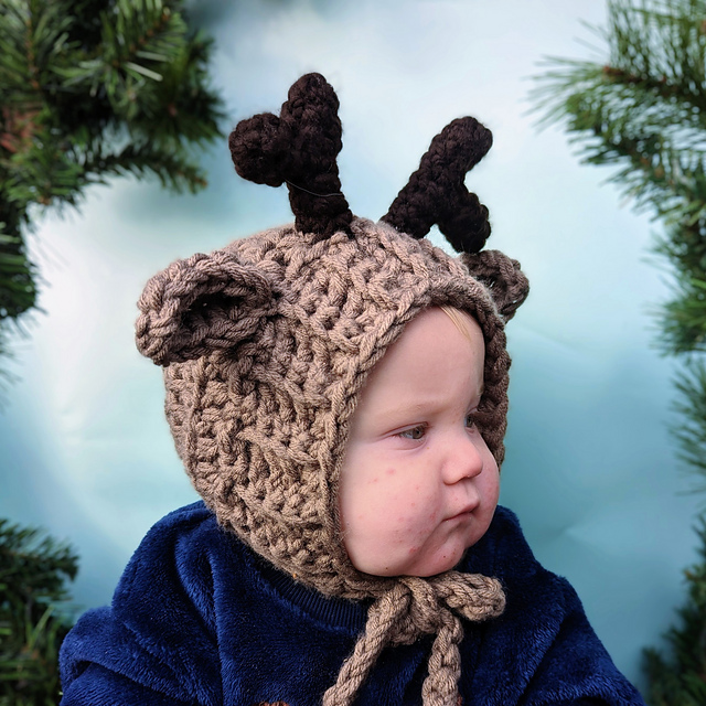Reindeer Crochet Bonnet
