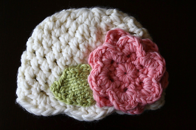Bulky Crochet Hat with Flower