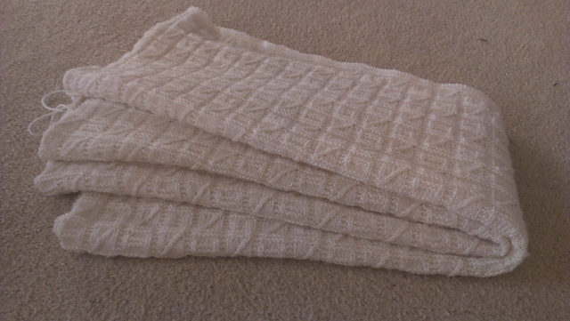 Block stitch shawl with eyelet border