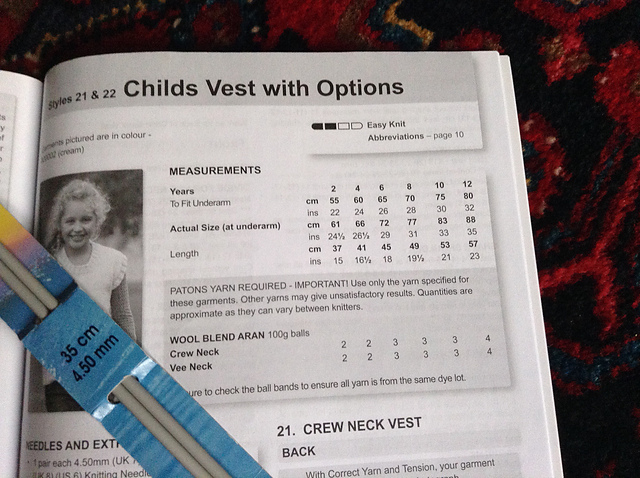 Child's vest with options styles 21 and 22