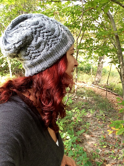 Cabled Lace Slouch Hat