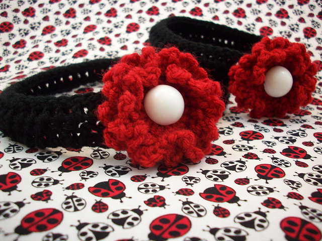 Crochet Headband with Button Flower