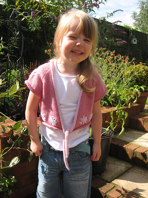 Tie-front Bolero With Embroidered Flowers