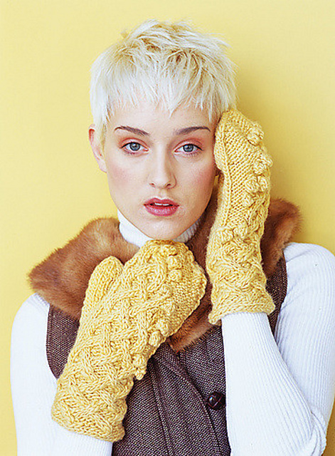 #02 Yellow Harvest Mittens / Trellis Mittens
