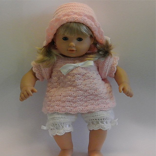 15 " Bitty Twins Dress, hat and bloomers