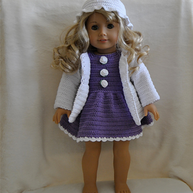 Dress, cardigan and hat to American Girl Doll