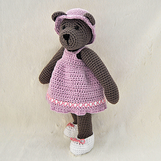 10 inch Bear and Outfits 1 - dress, hat and shoes