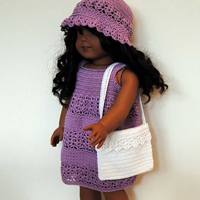 American Girl Doll Clothes 26 - Dress, hat and bag