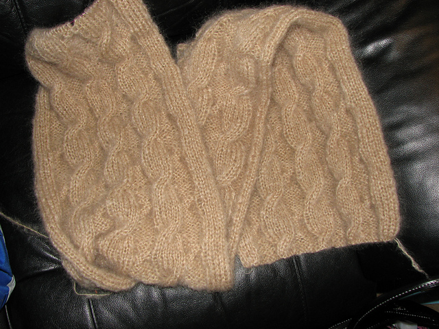 Double cable mohair scarf