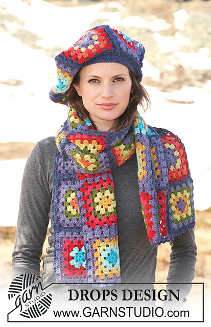 114-21 a Hat with colourful squares and hexagons