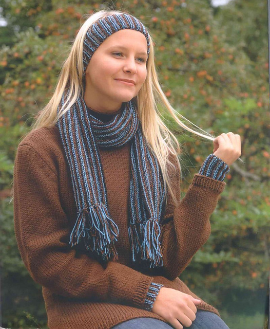 Randi Scarf, Wrist Warmers, and Hairband