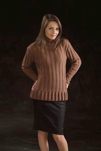 Mock Pleat and Rib Turtleneck