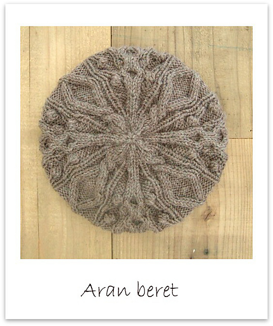aran beret　アラン模様のベレー帽 