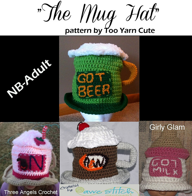 Ravelry Mug Hat pattern by Too Yarn Cute