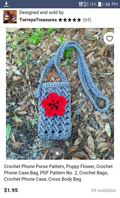 poppy flower phone purse
