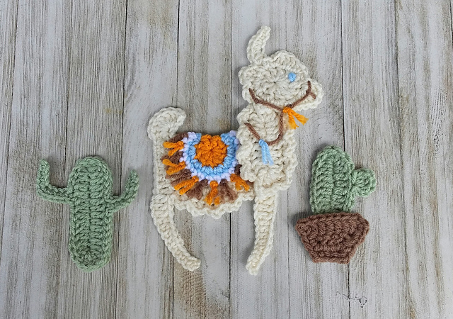 Baby Llama and Cactus Applique