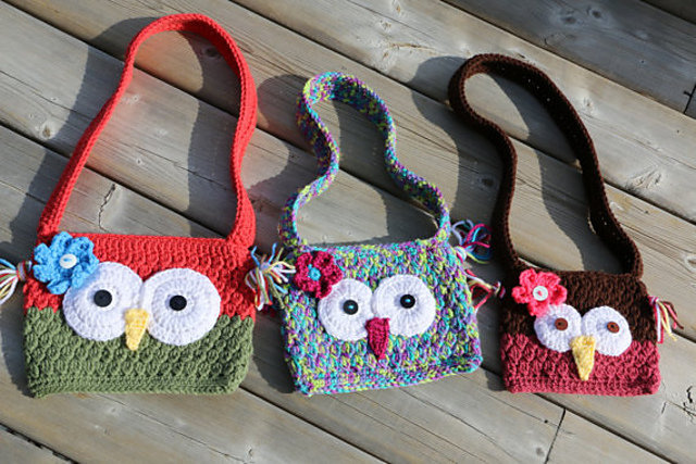 Owl Purse with Flower & Long Strap