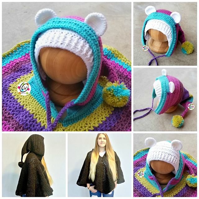 Long Tail Hooded Poncho and Hat