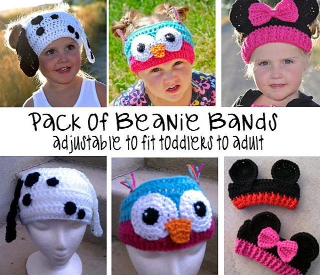 Beanie Bands, owl, puppy, mouse headband