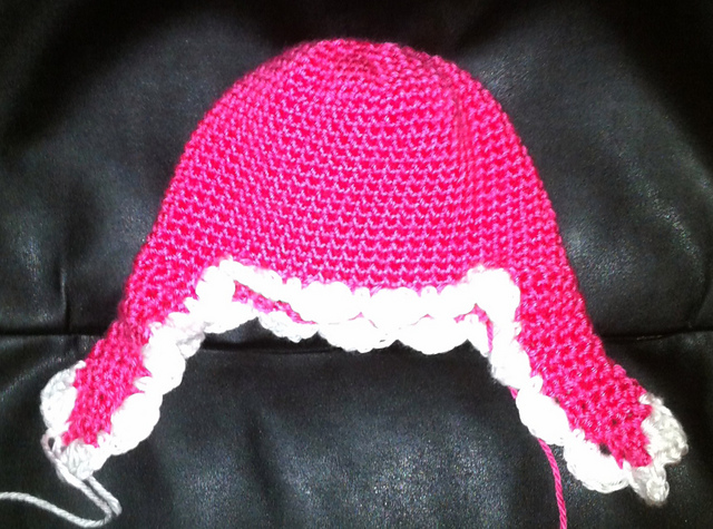 Monkey Hat with Earflaps and Flowers