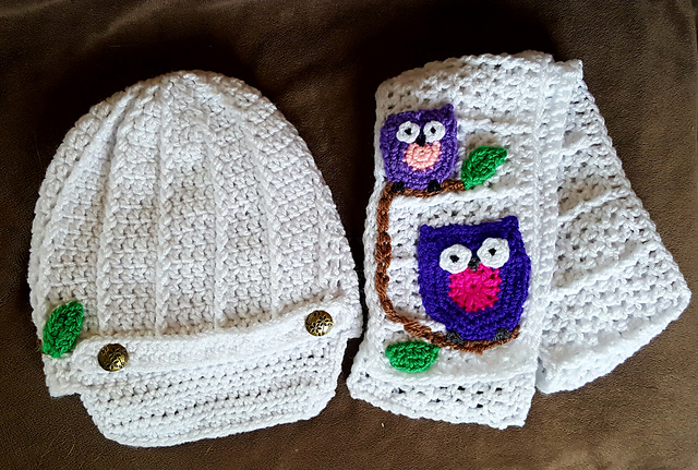Owl Hat and Scarf Set