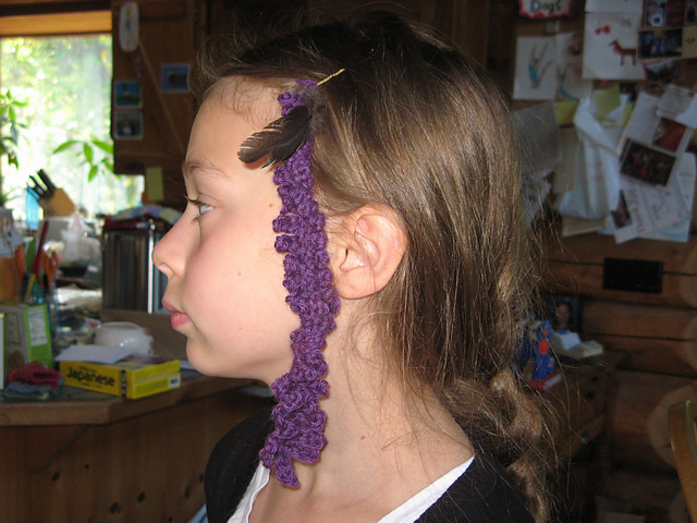 Crocheted hair feather