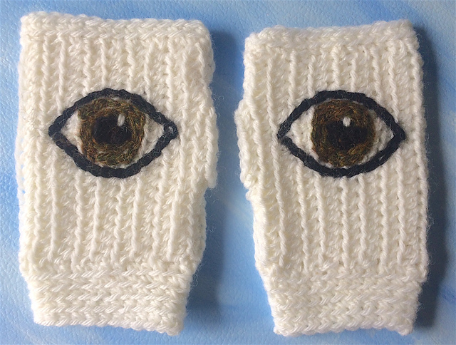 Evil Eye Crochet Fingerless Mitts