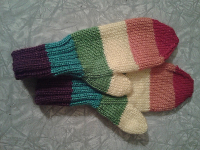 Rainbow mittens