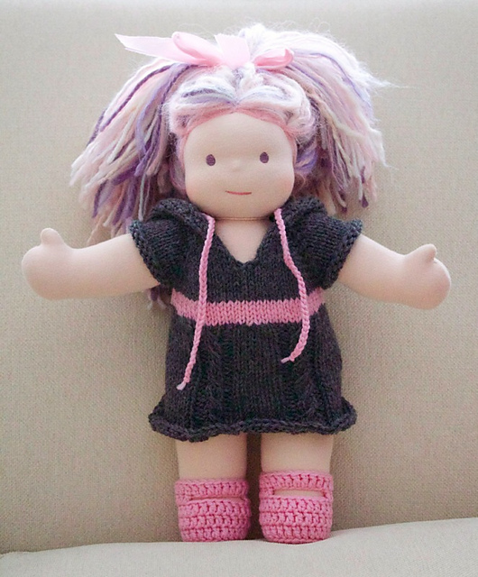 The Hoodie Sweater Dress for Waldorf Dolls