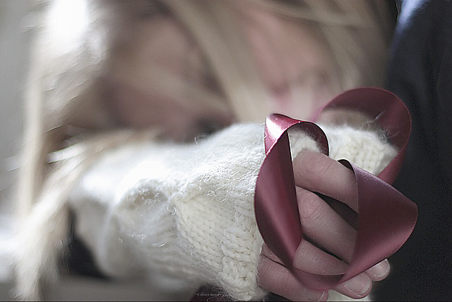 Crossed Lines Fingerless Mitts