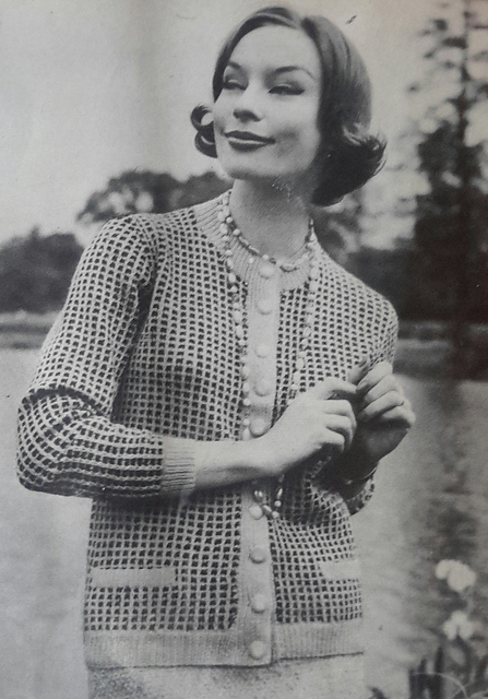 Check pattern button-up cardigan jumper
