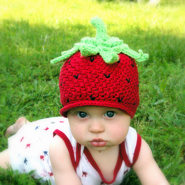 Strawberry Beanie with Peek-a-boo Brim