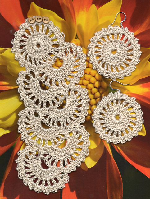Antique Lace Crochet Bracelet and Earring Set