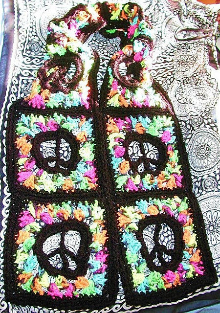 Stained Glass Peace Sign Scarf or Afgan Square