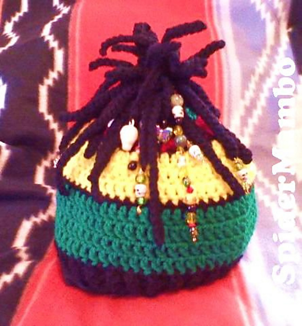 Rasta Faux Messy Bun Beanie
