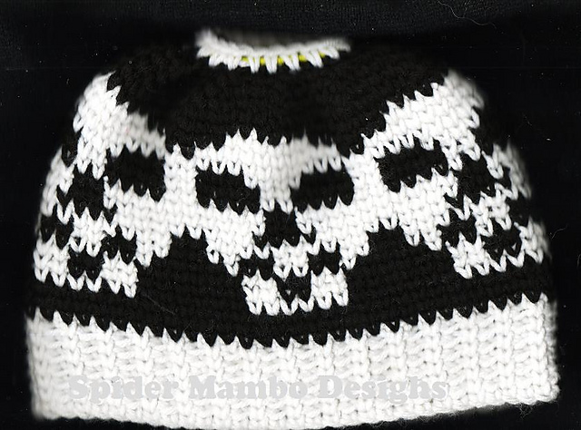 Waistcoat Stitch Skull Messy Bun or Beanie