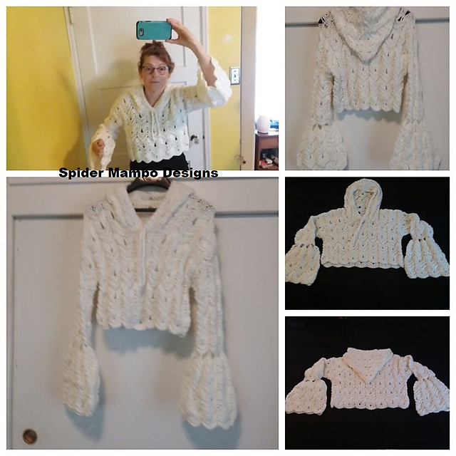 Boho Vintage Ripple Cropped Hoodie