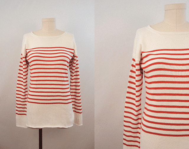 Striped Boat-neck Pullover