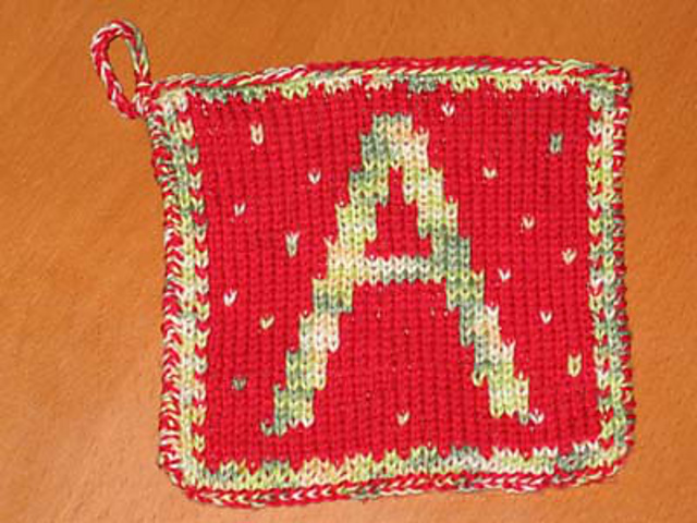 Douleface-Topflappen mit Initialen: A