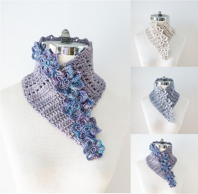Floral Eyelet Collar Scarf