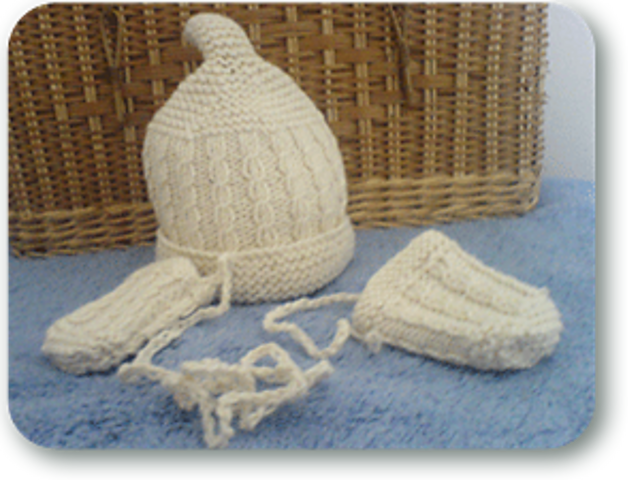 Baby's Mock Cable Beanie Set