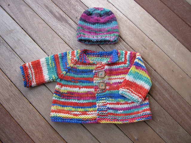 Chunky Top Down Baby Jacket and Hat