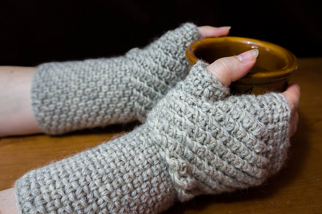 Tweed and Scales Fingerless Gloves