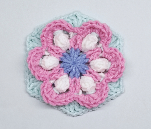 Hexagon with 3D flower #2