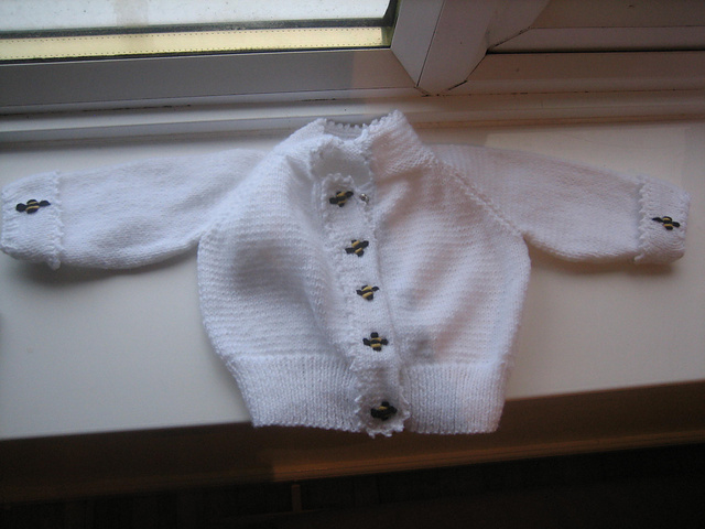 Bee Cardigan, Bootees and Beanie Hat